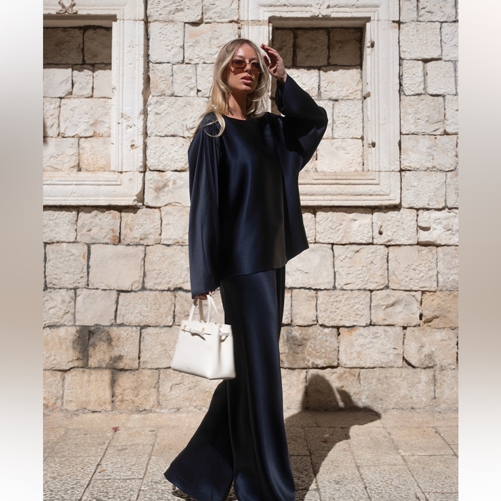 💫 Zara 2 Piece Satin Effect Blouse & Midi Skirt - NEW 💫 - Picture 11 of 12